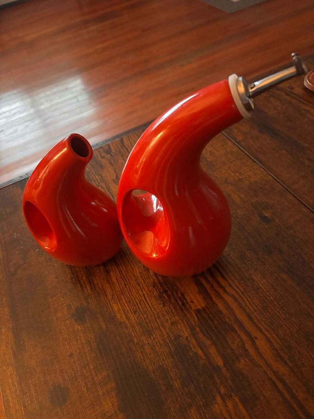 Rachael Ray Ceramics Red EVOO and Vinegar Dispensing Bottle Set